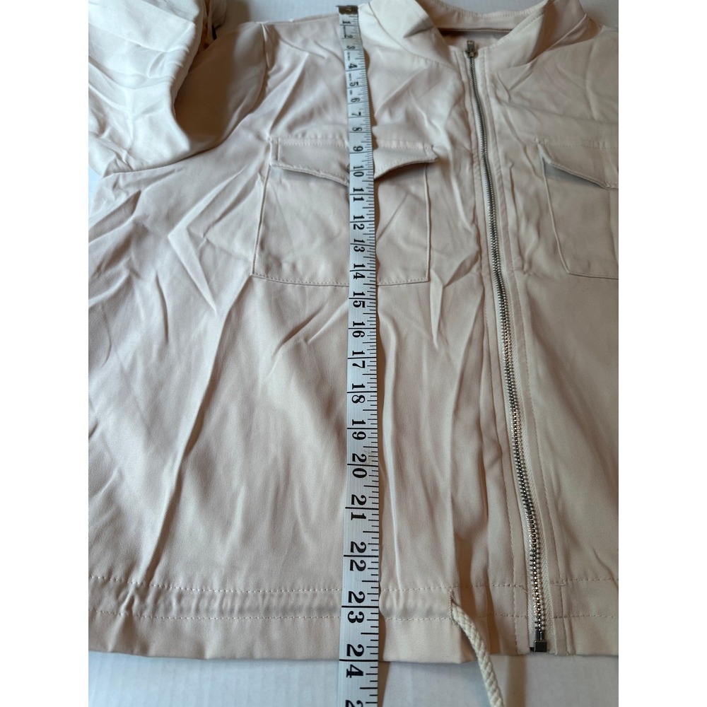 SHEIN Utility Jacket Women 3XL Beige Lightweight Cargo Roll Tab Zip Front - Picture 5 of 6